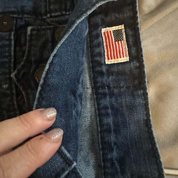 True Religion Ricky Big T Jeans VTG Black Stitch RARE Size 32 USA Flap Pocket - Picture 6 of 12